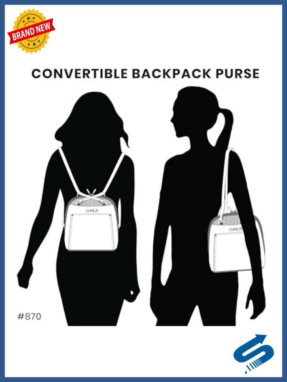 Convertible Backpack Purse with Adjustable Strap - Faux Leather Canvas